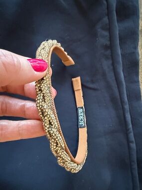 J. Crew Gold Beaded Skinny Headband